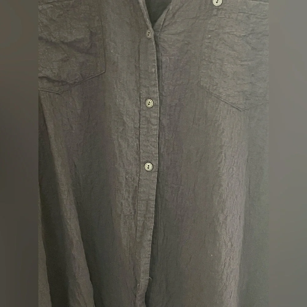 Free People Summer Daydream Gauzy Buttondown Shirt Charcoal Gray Small